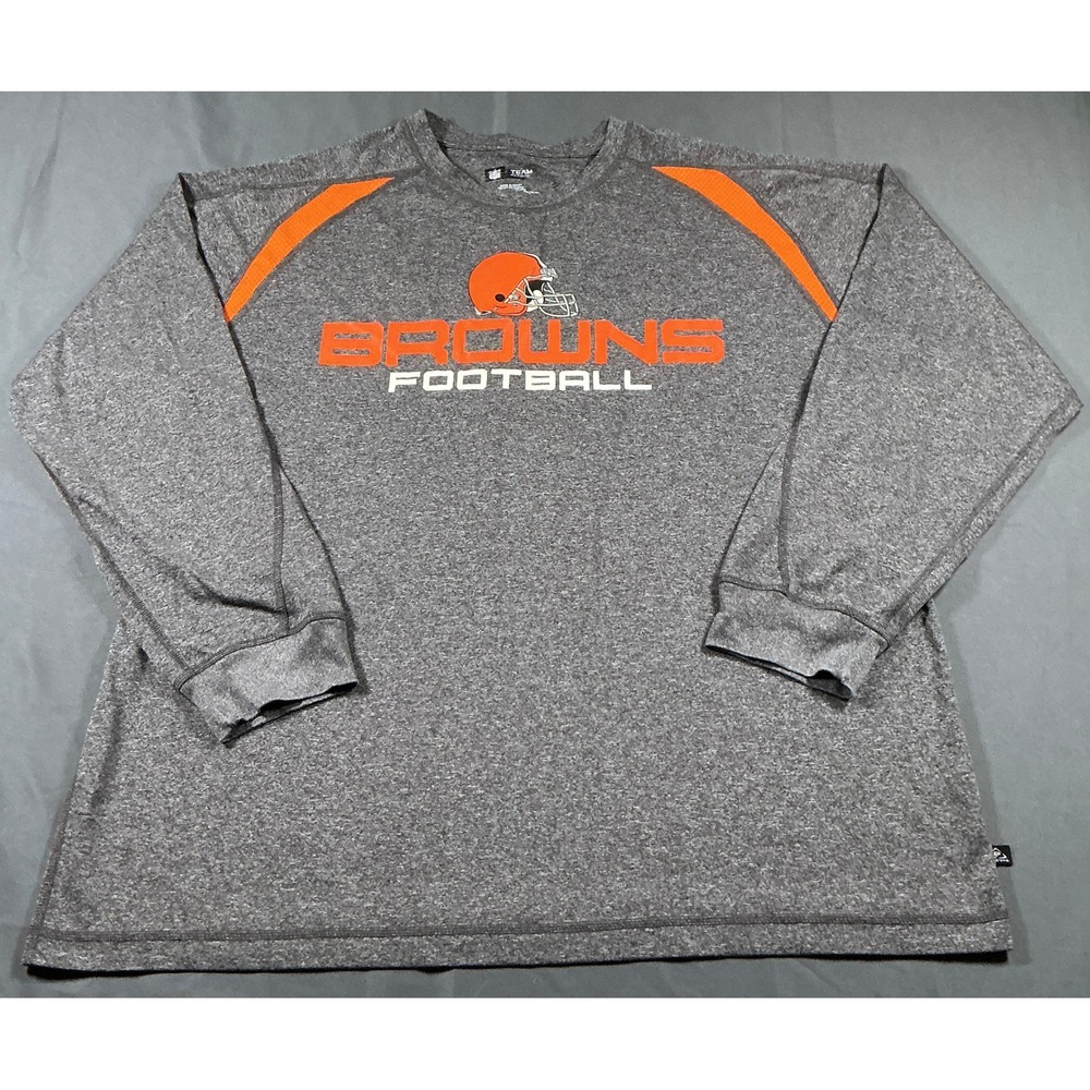NFL Team Apparel Cleveland Browns Mens XL Gray Long Sleeve Performance Shirt
